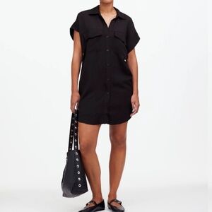 Madewell Black Utility Button Front Mini Dress XXS